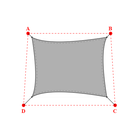 Voile d'ombrage trapèze en Soltis Perform 92 alu/blanc 92-2051 - 4,99x3,99x4,99x3,99m