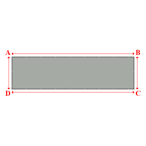 Bâche plate rectangle sur mesure en Membrane PVC 670gr/m² Gris clair RAL 7038 - 7.50x2.00m