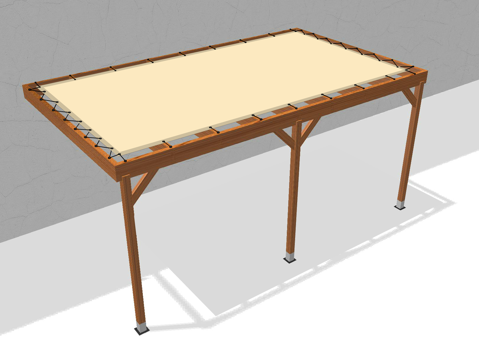 Bâche pour pergola bois murale sans débord en Membrane PVC 670gr/m² Beige ral 1015