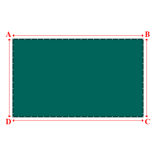 Bâche plate rectangle sur mesure en Membrane PVC 670gr/m² Vert industrie RAL 6026 - 5.00x3.00m