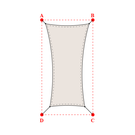 Voile d'ombrage rectangle en Soltis Lounge 96 Karité 96-50843 - 2,99x5,69x2,39x5,69m