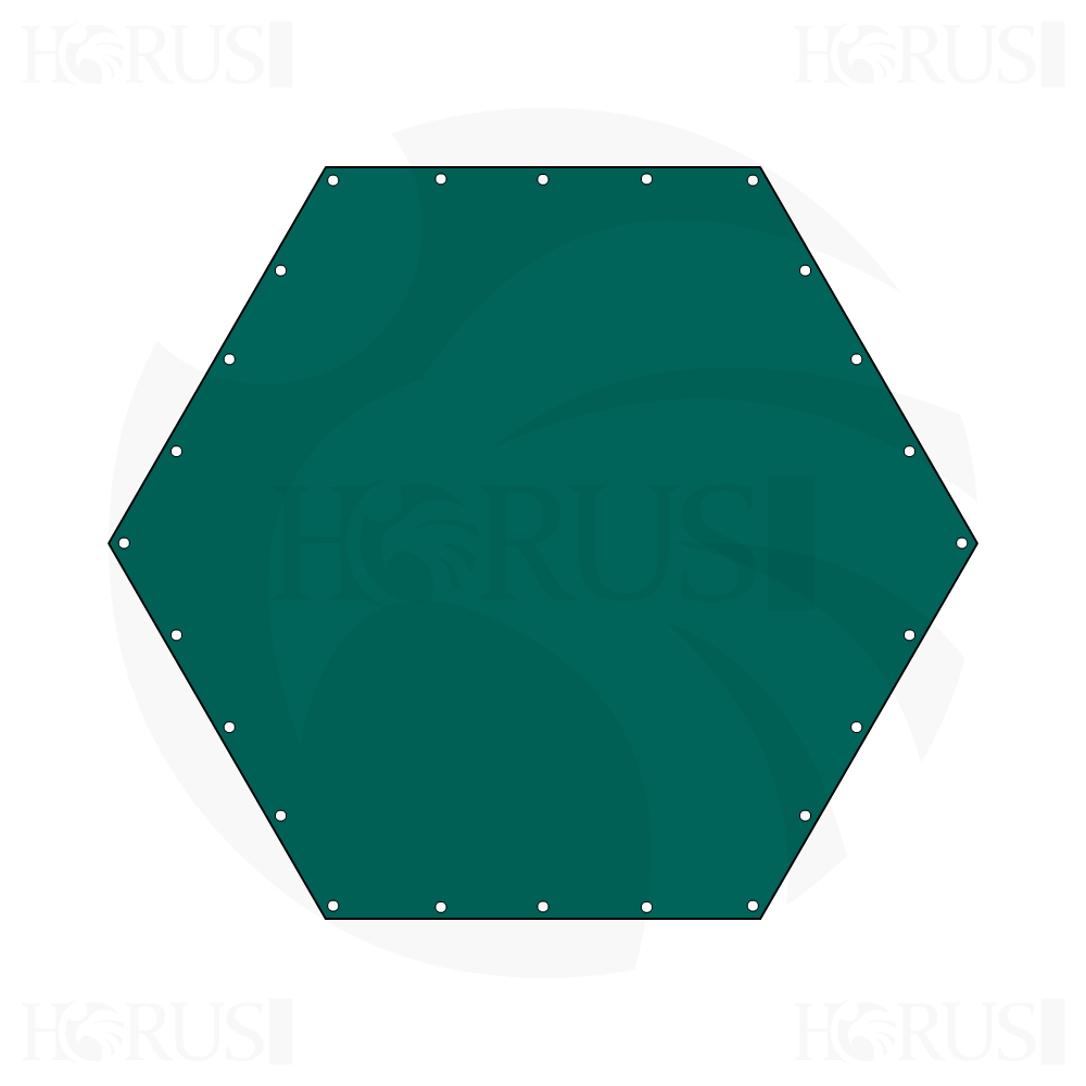 Bâche plate hexagonale regulier en Membrane PVC 670gr/m² Vert industrie RAL 6026 d'une dimension de 1.2m