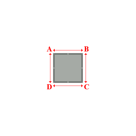 Bâche plate rectangle sur mesure en Membrane PVC 670gr/m² Gris clair RAL 7038 - 1.00x1.00m