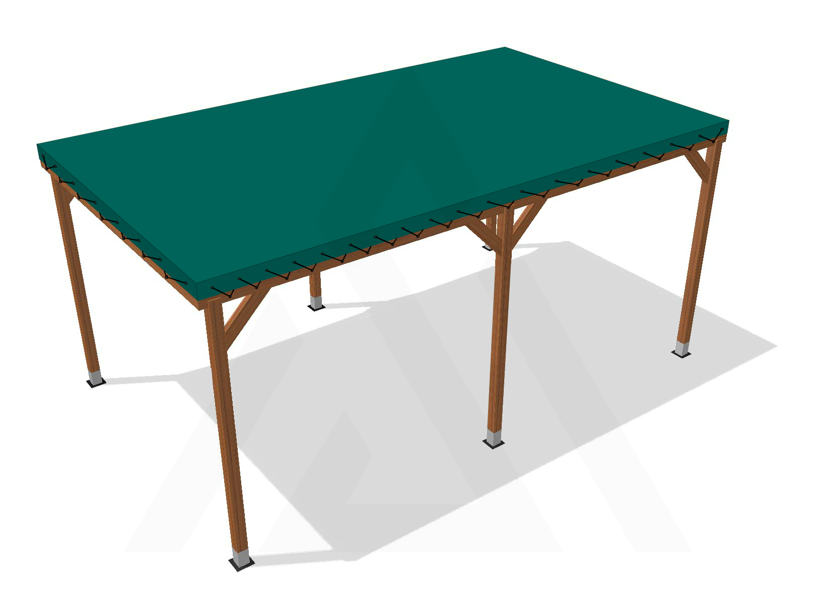 Bâche pour pergola bois sur pieds sans débord en Membrane PVC 670gr/m² Vert industrie RAL 6026
