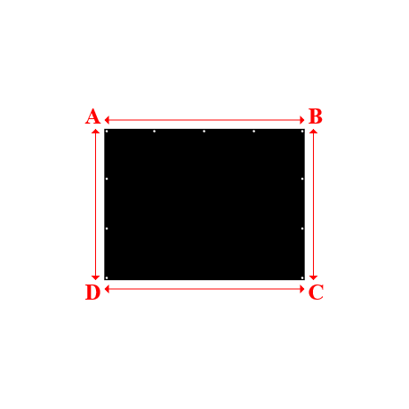 Bâche plate rectangle sur mesure en Membrane PVC 670gr/m² Noir RAL 9005 - 2.25x1.70m