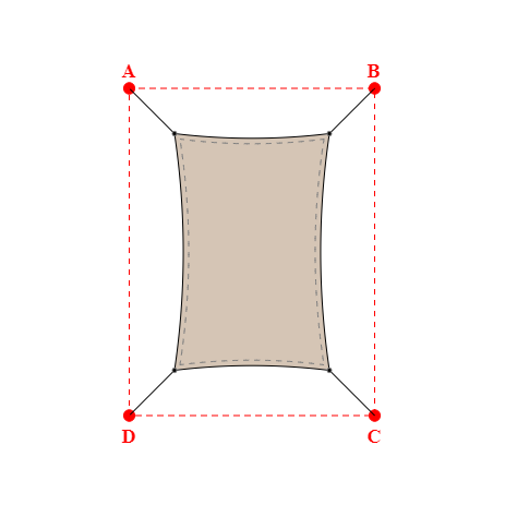 Voile d'ombrage rectangle en Soltis Perform 92 Beige Sablé 92-2135 - 1,89x2,89x1,89x2,89m