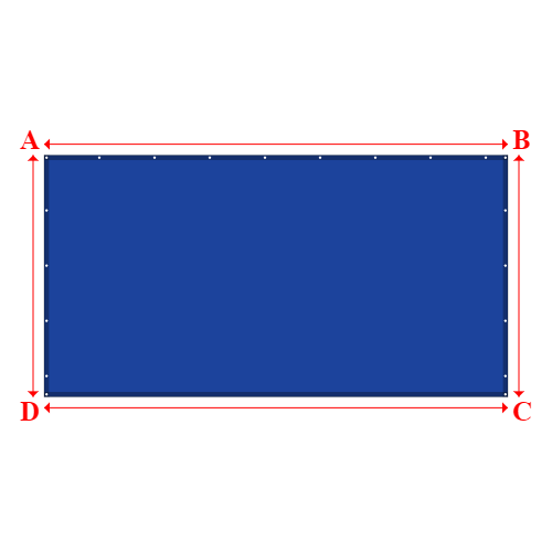 Bâche plate rectangle sur mesure en Membrane PVC 670gr/m² Bleu foncé RAL 5002 - 4.80x2.50m