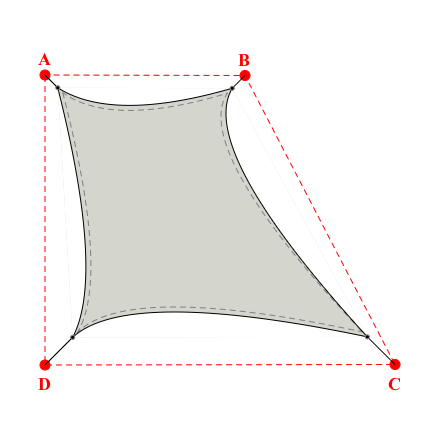 Voile d'ombrage trapèze en Soltis Perform 92 Galet 92-2171 - 3,49x5,69x5,89x4,99m