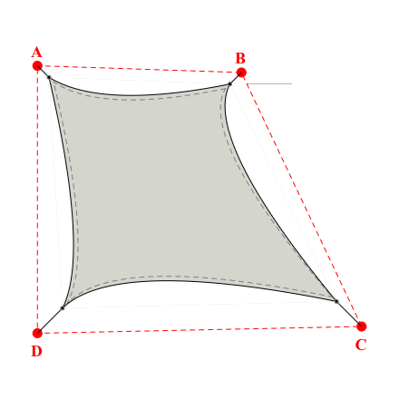Voile d'ombrage trapèze en Soltis Perform 92 Galet 92-2171 - 3,99x5,24x6,04x5,09m
