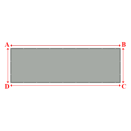 Bâche plate rectangle sur mesure en Membrane PVC 670gr/m² Gris clair RAL 7038 - 6.65x2.10m