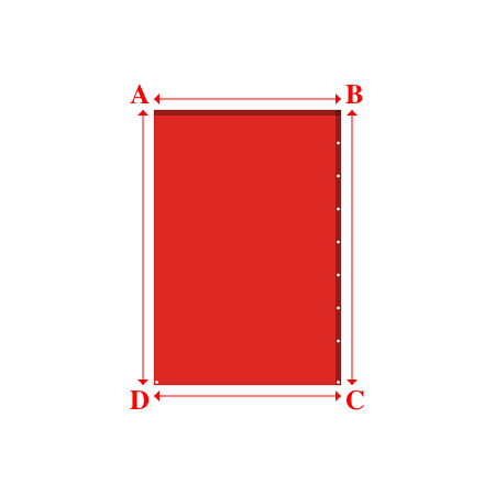 Bâche plate rectangle sur mesure en Membrane PVC 670gr/m² Rouge RAL 3002 - 1.70x2.50m