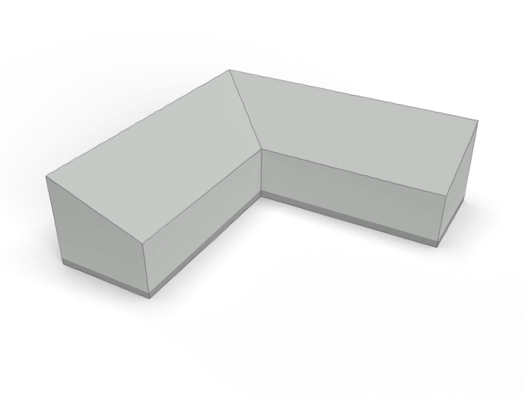 Quadrilatère trapézoïdale L en Membrane PVC 670gr/m² Gris clair RAL 7038