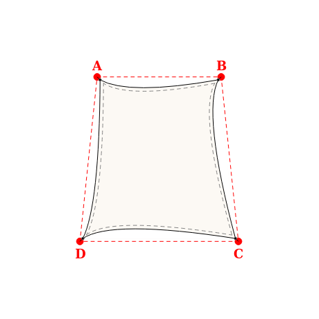 Voile d'ombrage trapèze en Soltis Perform 92 Blanc 92-2044 - 3,43x4,63x4,43x4,63m