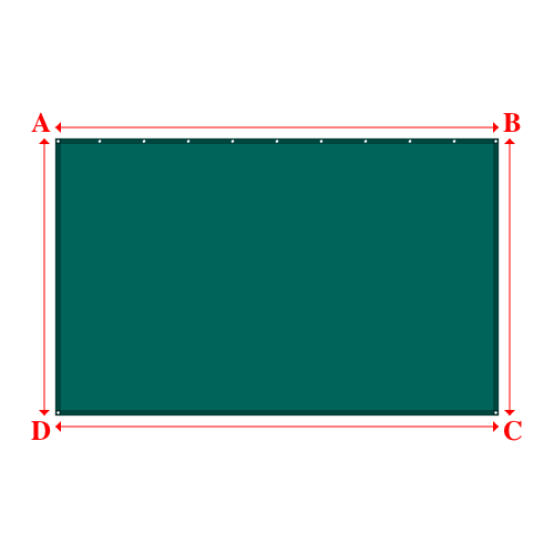 Bâche plate rectangle sur mesure en Membrane PVC 670gr/m² Vert industrie RAL 6026 - 4.00x2.50m