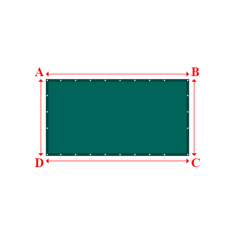 Bâche plate rectangle sur mesure en Membrane PVC 670gr/m² Vert industrie RAL 6026 - 2.80x1.50m