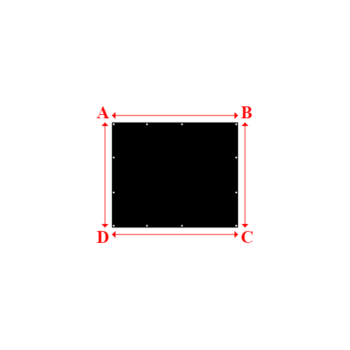 Bâche plate rectangle sur mesure en Membrane PVC 670gr/m² Noir RAL 9005 - 1.80x1.50m