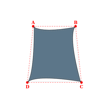 Voile d'ombrage trapèze en Soltis Perform 92 Gris céleste 92-51178 - 3,43x4,63x4,43x4,63m
