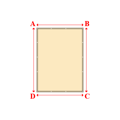 Bâche plate rectangle sur mesure en Membrane PVC 670gr/m² Beige ral 1015 - 1.60x2.20m