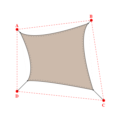 Voile d'ombrage trapèze en Soltis Lounge 96 Sandy beige 96-2135 - 5,49x5,89x5,30x3,89m