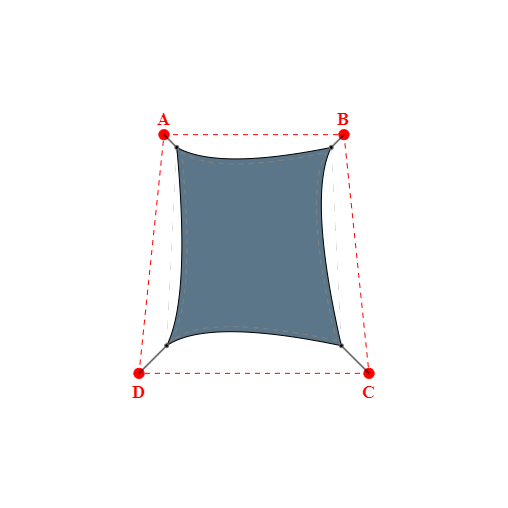 Voile d'ombrage trapèze en Soltis Perform 92 Gris céleste 92-51178 - 3,09x3,99x3,49x3,99m