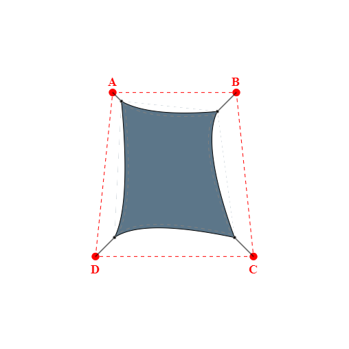 Voile d'ombrage trapèze en Soltis Perform 92 Gris céleste 92-51178 - 2,79x3,69x3,49x3,99m