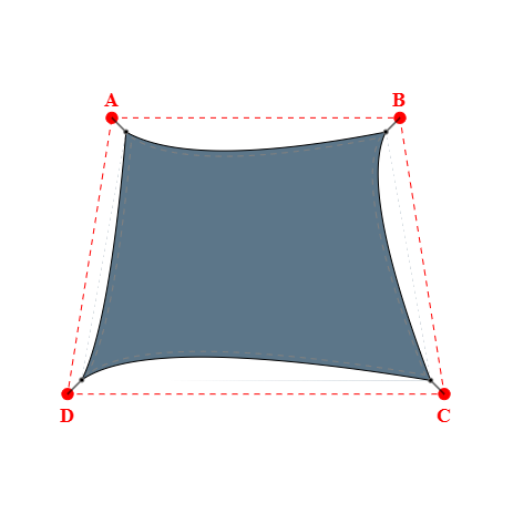 Voile d'ombrage trapèze en Soltis Perform 92 Gris céleste 92-51178 - 4,69x4,55x6,30x4,54m