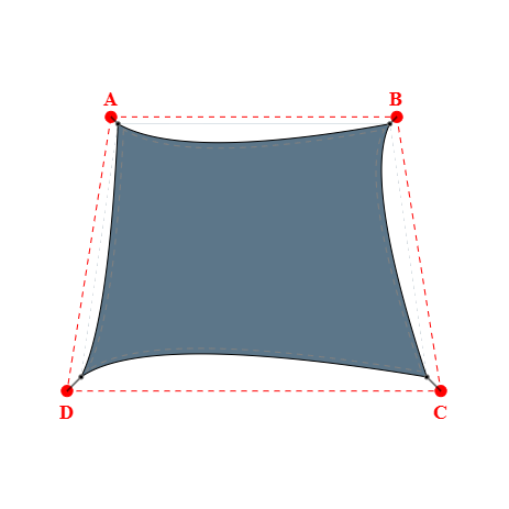Voile d'ombrage trapèze en Soltis Perform 92 Gris céleste 92-51178 - 4,94x4,67x6,29x4,67m