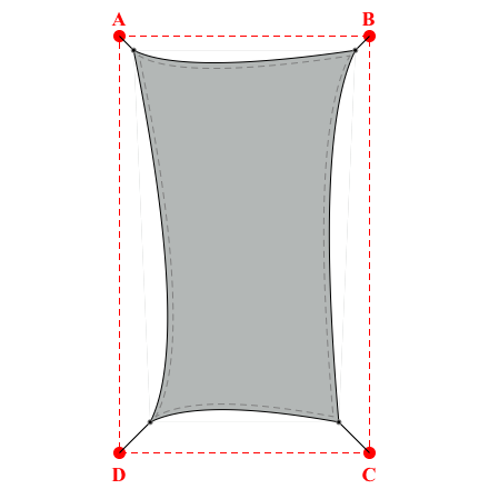 Voile d'ombrage trapèze en Soltis Lounge 96 Galet 96-2171 - 3,99x6,69x3,39x6,69m