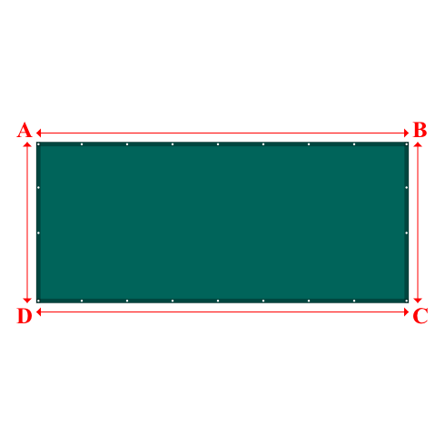 Bâche plate rectangle sur mesure en Membrane PVC 670gr/m² Vert industrie RAL 6026 - 4.40x1.90m