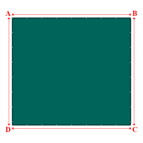 Bâche plate rectangle sur mesure en Membrane PVC 670gr/m² Vert industrie RAL 6026 - 5.30x4.80m