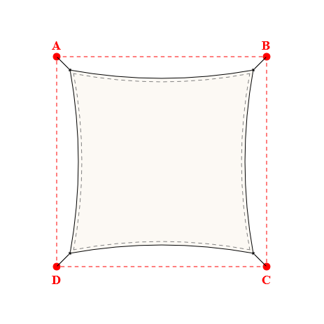 Voile d'ombrage carrée en Soltis Perform 92 Blanc 92-2044 - 3,49x3,49x3,49x3,49m