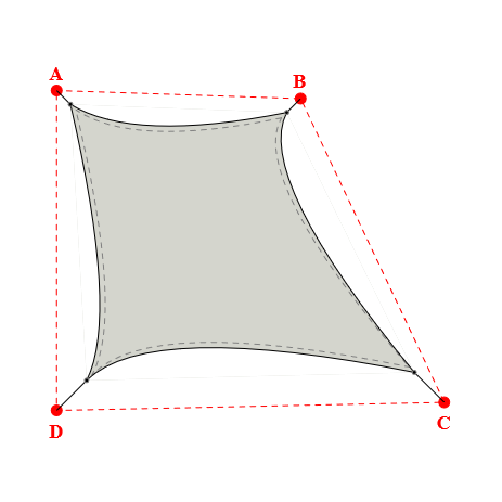 Voile d'ombrage trapèze en Soltis Perform 92 Galet 92-2171 - 3,99x5,24x6,04x5,09m