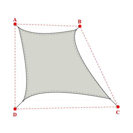Voile d'ombrage trapèze en Soltis Perform 92 Galet 92-2171 - 3,99x5,24x6,04x5,09m