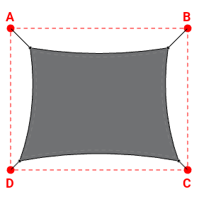 Voile d'ombrage rectangle en Soltis Perform 92 Béton 92-2167 - 3,89x3,19x4,49x3,19m