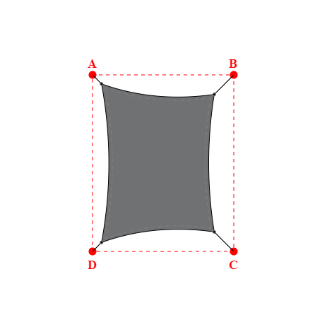 Voile d'ombrage rectangle en Soltis Perform 92 Béton 92-2167 - 3,19x3,89x3,19x4,49m