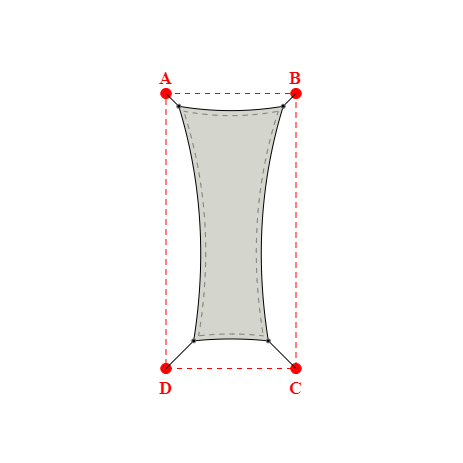 Voile d'ombrage rectangle en Soltis Perform 92 Galet 92-2171 - 2,09x4,69x1,49x4,69m