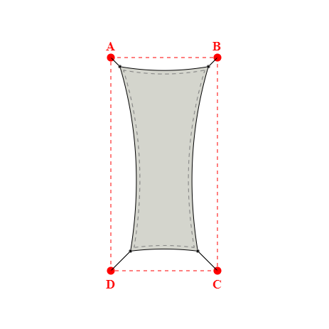 Voile d'ombrage rectangle en Soltis Perform 92 Galet 92-2171 - 2,49x5,19x1,89x5,19m