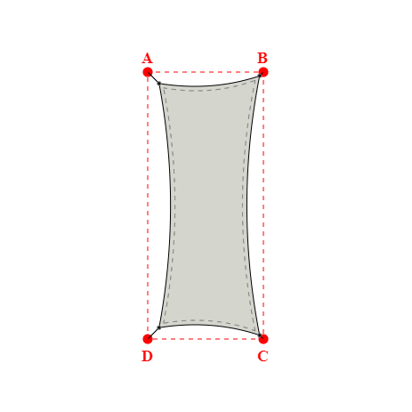 Voile d'ombrage rectangle en Soltis Perform 92 Galet 92-2171 - 2,26x5,83x2,26x5,49m