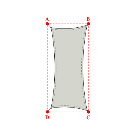 Voile d'ombrage rectangle en Soltis Perform 92 Galet 92-2171 - 2,46x5,83x2,46x5,49m