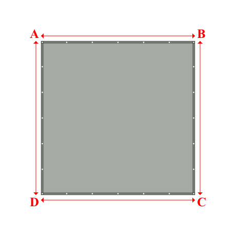 Bâche plate rectangle sur mesure en Membrane PVC 670gr/m² Gris clair RAL 7038 - 3.00x3.00m