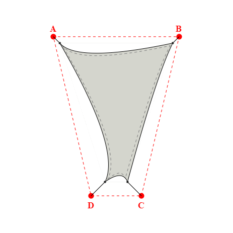 Voile d'ombrage trapèze en Soltis Perform 92 Galet 92-2171 - 4,49x5,69x0,89x5,69m