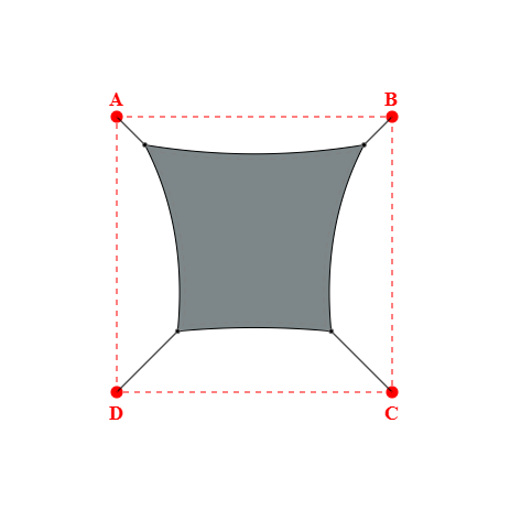 Voile d'ombrage carrée en Soltis Lounge 96 Platine 96-50844 - 1,99x1,69x1,39x1,69m
