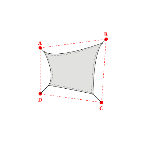 Voile d'ombrage trapèze en Soltis Perform 92 nuage 92-50272 - 3,79x3,39x2,89x2,19m