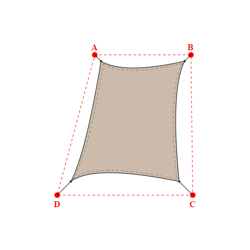 Voile d'ombrage trapèze en Soltis Lounge 96 Sandy beige 96-2135 - 3,40x4,89x4,40x5,09m