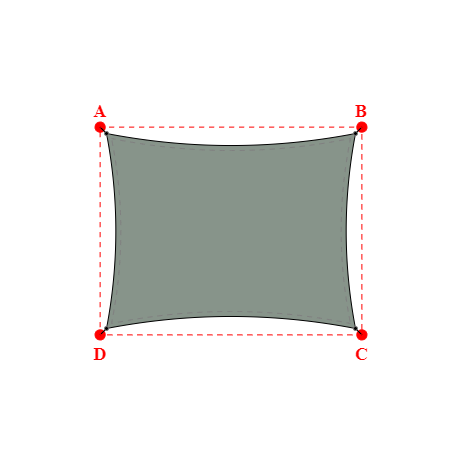 Voile d'ombrage rectangle en Soltis Perform 92 Vert de gris 92-51179 - 3,32x2,60x3,32x2,60m