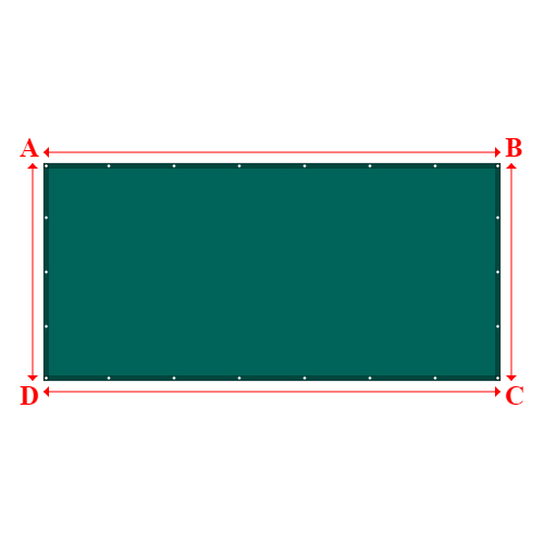 Bâche plate rectangle sur mesure en Membrane PVC 670gr/m² Vert industrie RAL 6026 - 4.20x2.00m