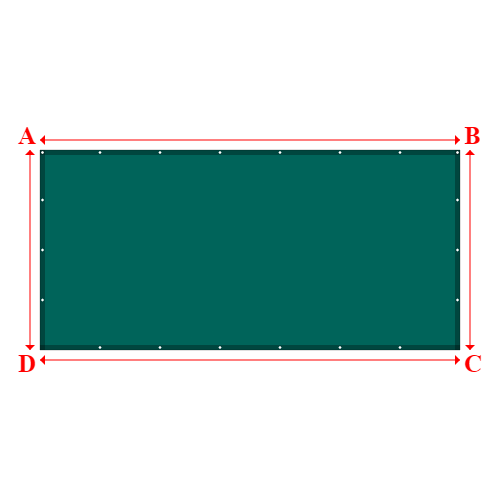 Bâche plate rectangle sur mesure en Membrane PVC 670gr/m² Vert industrie RAL 6026 - 4.20x2.00m