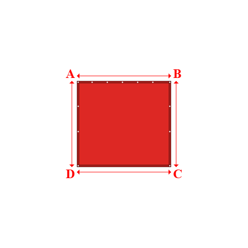 Bâche plate rectangle sur mesure en Membrane PVC 670gr/m² Rouge RAL 3002 - 1.86x1.70m