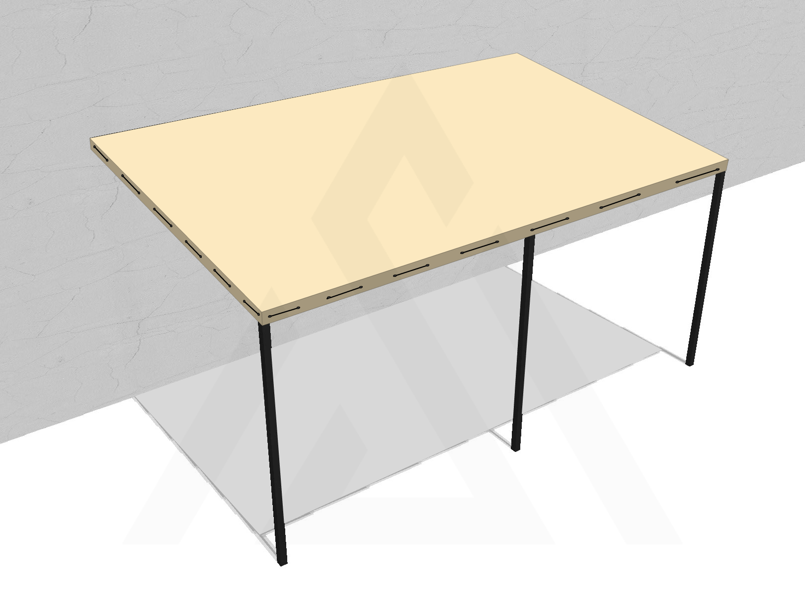 Bâche pour pergola métallique murale droite en Membrane PVC 670gr/m² Beige ral 1015