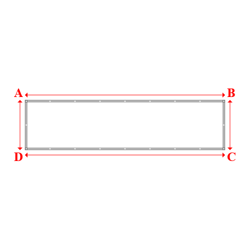 Bâche plate rectangle sur mesure en Membrane PVC 670gr/m² Blanc RAL 9016 - 4.00x1.00m